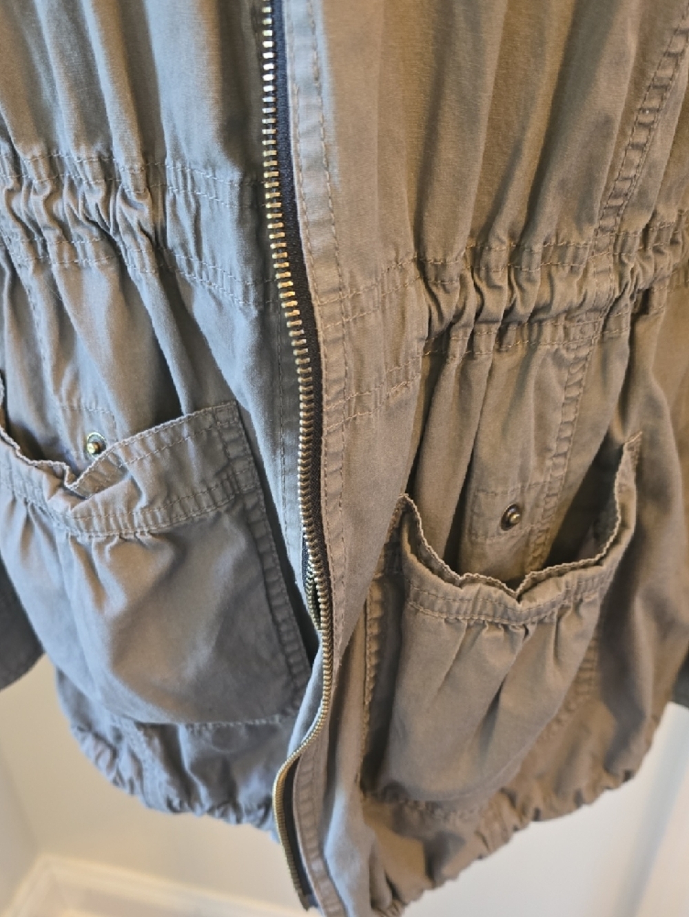 Express Utility Drawstring Waist Jacket - Olive - Picture 2 of 6